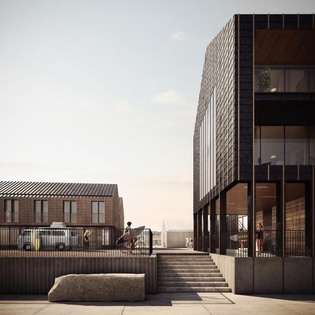 Image from May 2017: View of wharf houses - phase 2 of the South Quay development in Hayle by Feilden Clegg Bradley Studios  Source:Forbes Massie
